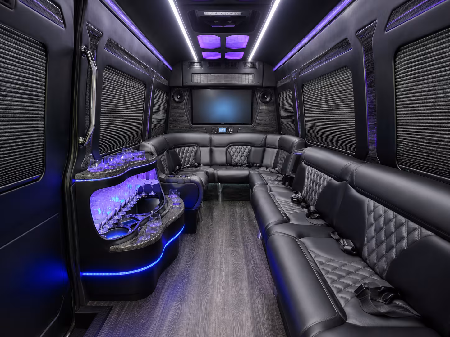 round rock 50 passenger party bus inside
